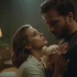 a man holding his neck and another woman rubbing her hands
