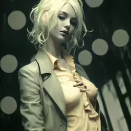 a very sexy woman in a very big coat