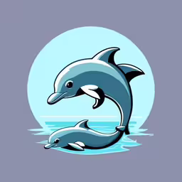 two dolphins are in the water with their heads facing each other,two dolphins swimming together in the water