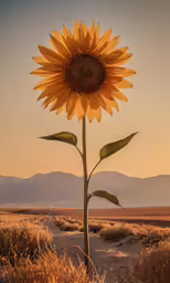a yellow sunflower in front of the mountains