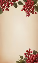 an old paper with a branch with berries on it