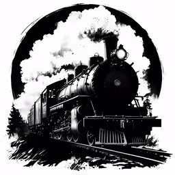 a train with smoke billows in the clouds above