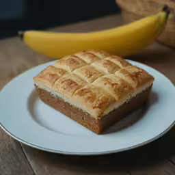 a square piece of bread on a plate