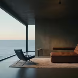 modern living room with great ocean view at home