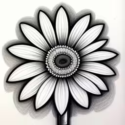 a drawing of a white flower that is not in color