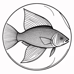 an ink drawing of a fish