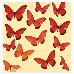 a group of orange butterflies on yellow background