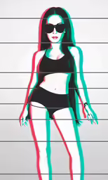 an illustration of a woman in shorts and swimsuit