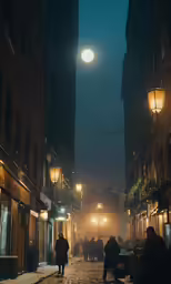 people are walking down an alley way in the rain
