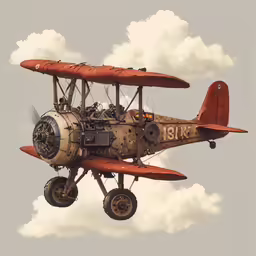 a small plane with one front and a third engine flying in the air