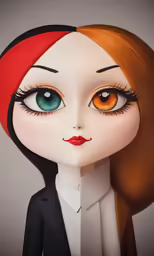 a digital art work of a girl with orange hair