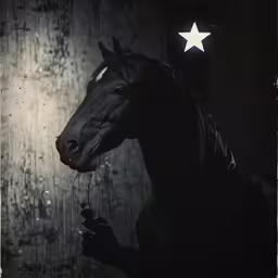 a horse is standing outside next to a building