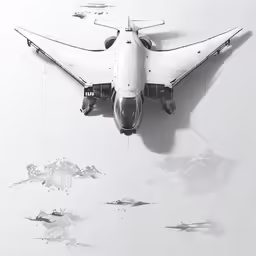 a small white airplane that has just taken off into the sky