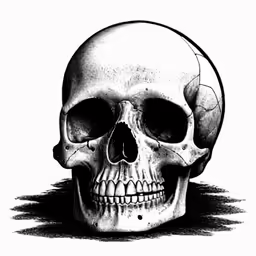 a skull with its head inside the center of it