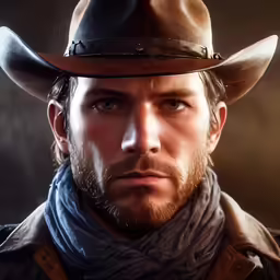 a close up image of a man wearing a cowboy hat