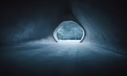 a dark tunnel in the middle of the street
