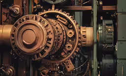 many mechanical gears, all different colors and sizes