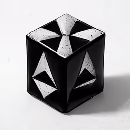 a decorative dice with black and white design