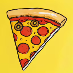 the colorful image depicts a slice of pizza
