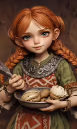 a close up of a child holding a plate with donuts