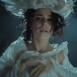 a girl is seen from the bottom while in water
