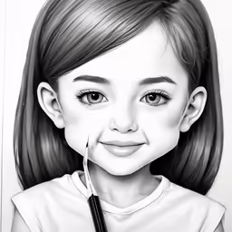 a drawing of a child with a pencil