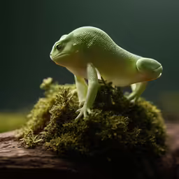 a little lizard is posed on a moss covered rock