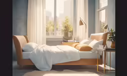 there is an image of the bed room in daytime