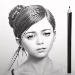 a drawing of a woman wearing hair and glasses