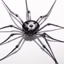 an image of a black and white spider with the eyes open