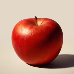 an apple is sitting on the floor with its shadow
