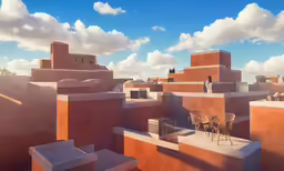 a woman standing on top of a roof
