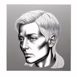 a black and white photo of a woman with a short hair