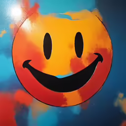 a smiley face on the side of a painted wall