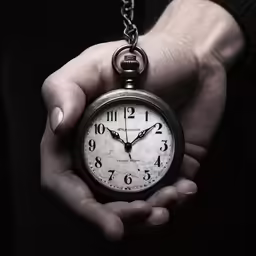 a person holding an old pocket watch with the hands