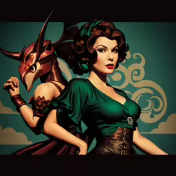 an image of a woman dressed like a devil with horns