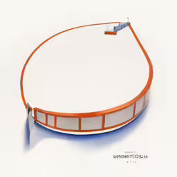 this drawing shows a circular piece of orange and white
