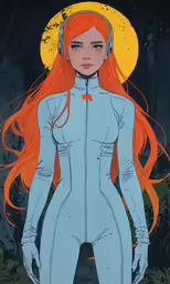 a drawing of a female in a body suit