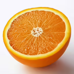 the top half of an orange against a white background