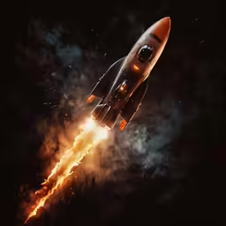 a space ship is seen launching into the sky