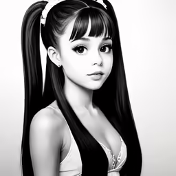 a very cute girl with long black hair