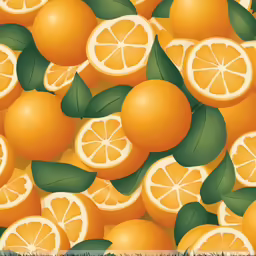 the pattern shows oranges with green leaves on them