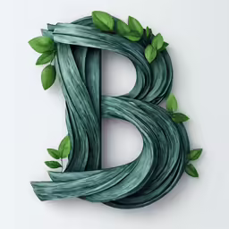 the letter b with green leaves is shown in an image
