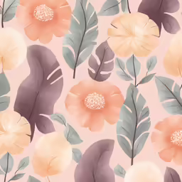 pink and yellow flowers, leaves, and foliage are featured in this image