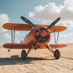 an old time air plane on the sand at the beach