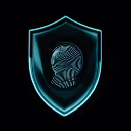 a glowing sign with a fingerprint on it