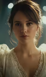 a beautiful woman in white posing for the camera