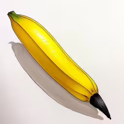 drawing of a ripe banana on white background