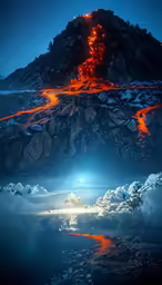 a night time view of the mountains and land with lights