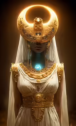 an alien goddess with the light shining through her eyes